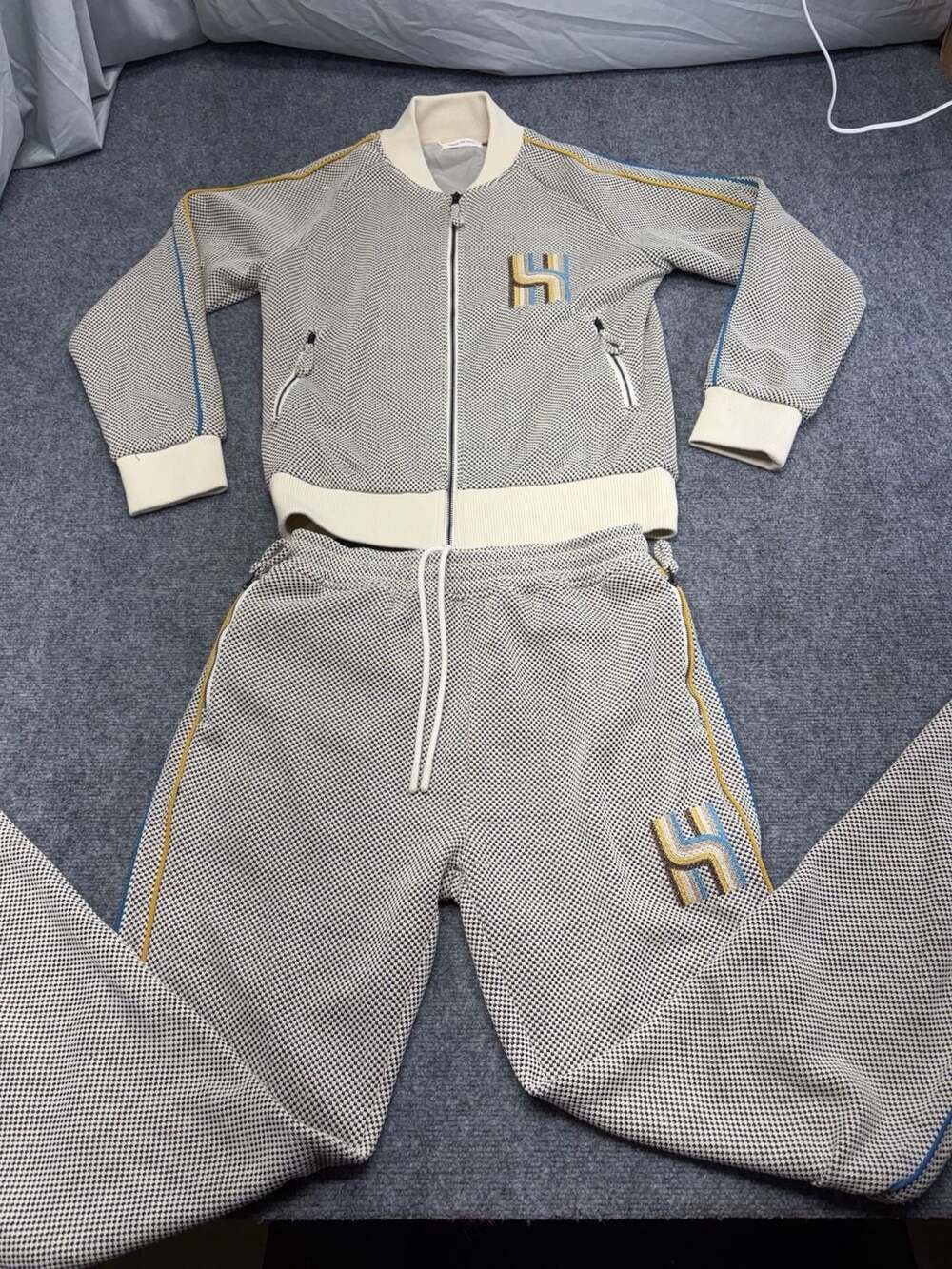 Honor The Gift Novelty Knit Track Jacket-Pants Cream womens-S Streetwear Hip-Hop